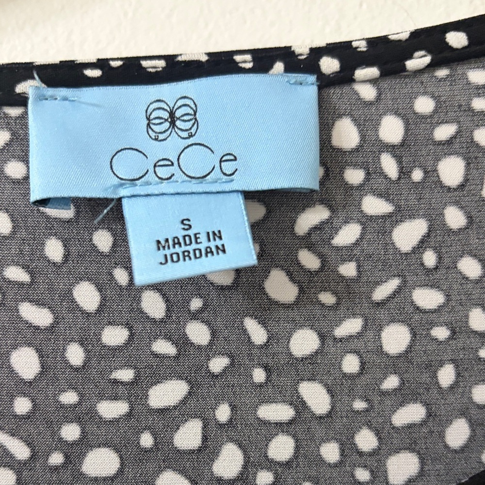 CeCe Black and White Polka Dot Women's Top - Picture 2 of 5